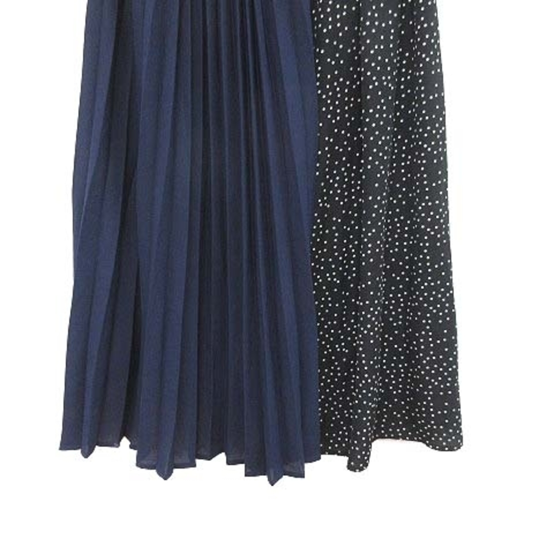 Bou Jeloud(ブージュルード)のブージュルード プリーツスカート ロング  配色切替 ドット 38 紺 黒 レディースのスカート(ロングスカート)の商品写真