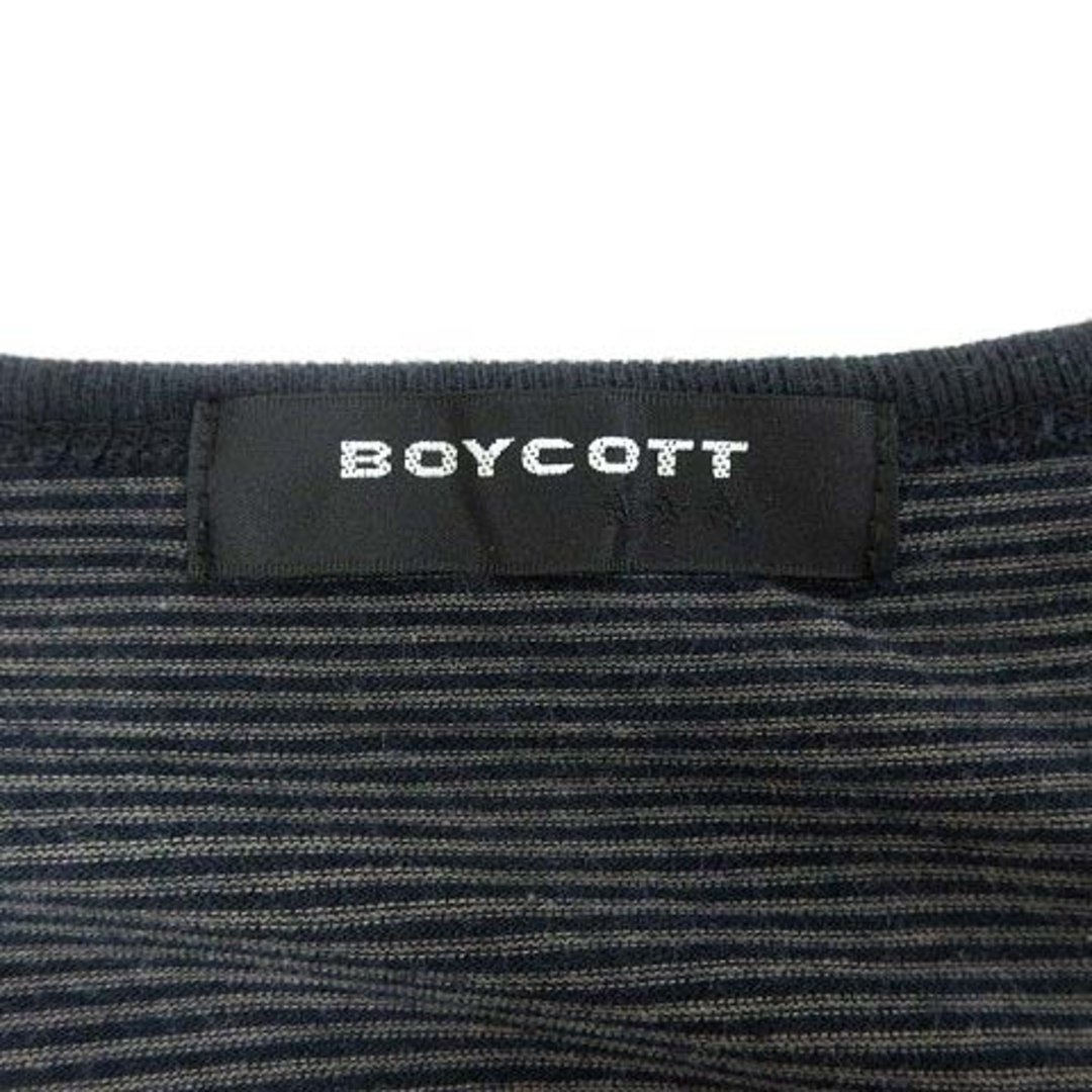 BOYCOTT(ボイコット)のBOYCOTT ニット カットソー ボーダー 七分袖 4 黒 ブラック /YK メンズのトップス(ニット/セーター)の商品写真