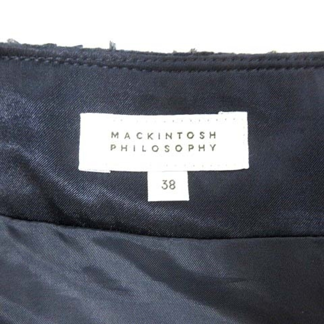 MACKINTOSH PHILOSOPHY(マッキントッシュフィロソフィー)のマッキントッシュフィロソフィー 台形スカート ミニ ツイード ボーダー 38 紺 レディースのスカート(ミニスカート)の商品写真