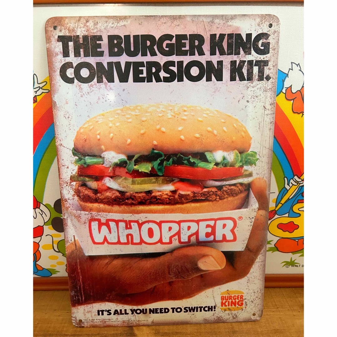 バーガーキング　BURGER KING ブリキ看板　アメリカン雑貨　アメリカン ハンドメイドのインテリア/家具(インテリア雑貨)の商品写真