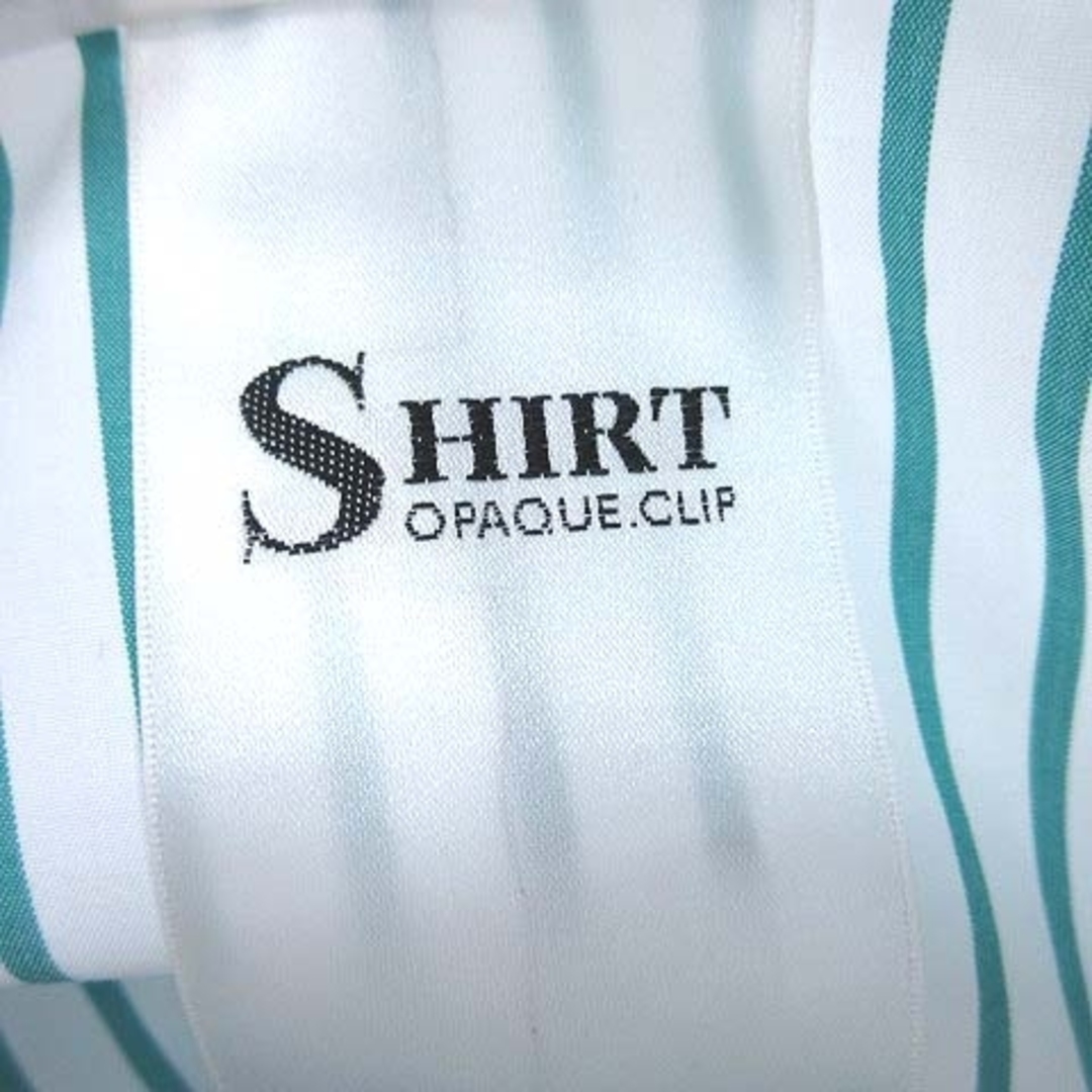 OPAQUE.CLIP(オペークドットクリップ)のオペークドットクリップ シャツ 長袖 ペプラム ストライプ 40 緑 ■MO レディースのトップス(シャツ/ブラウス(長袖/七分))の商品写真