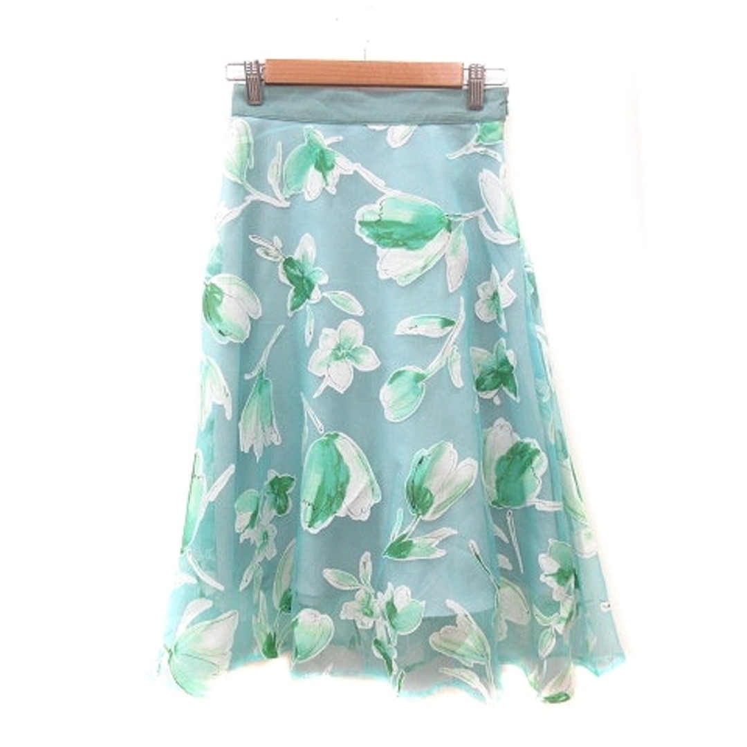 JILLSTUART(ジルスチュアート)のジルスチュアート フレアスカート ミモレ ロング 花柄 0 水色 ライトブルー レディースのスカート(ロングスカート)の商品写真