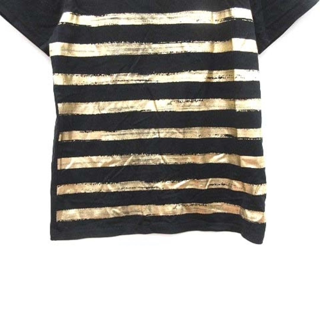 SONIA RYKIEL(ソニアリキエル)のソニアリキエル Tシャツ 半袖 ボーダー プリント クルーネック 38 黒 金色 レディースのトップス(Tシャツ(半袖/袖なし))の商品写真
