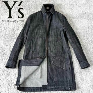 ワイズ(Y's)のY's ワイズ ハイネック ジップアップ ブラックデニム ロングジャケット(ロングコート)