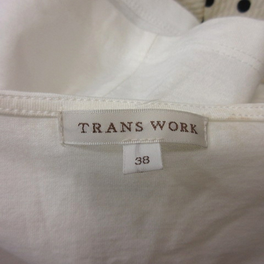 TRANS WORK(トランスワーク)のトランスワーク Tシャツ カットソー 半袖 刺繍 切替 シフォン 38 白  レディースのトップス(カットソー(半袖/袖なし))の商品写真
