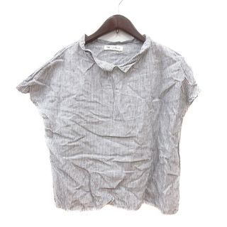 フォグリネンワーク(fog linen work)のフォグリネンワーク ブラウス ストライプ 半袖 麻 リネン グレー(シャツ/ブラウス(半袖/袖なし))