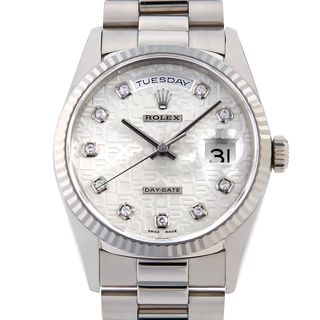 ロレックス(ROLEX)のロレックス デイデイト 10Pダイヤ 18239G シルバー 彫りコンピューター A番 メンズ 中古 腕時計(腕時計(アナログ))