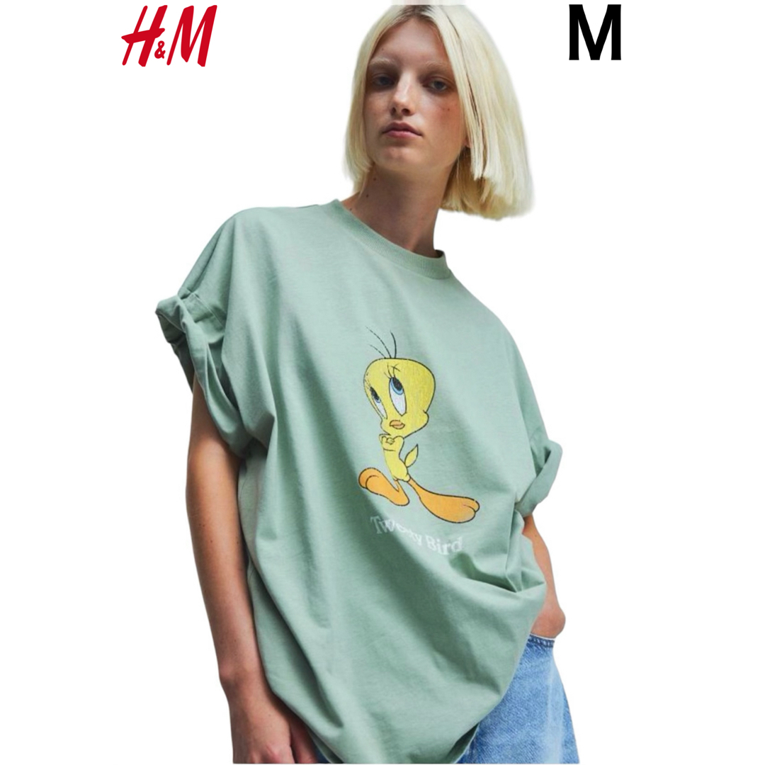 H&M(エイチアンドエム)の新品 H&M × トゥイーティー TWETY ビンテージ加工 Tシャツ  M レディースのトップス(Tシャツ(半袖/袖なし))の商品写真