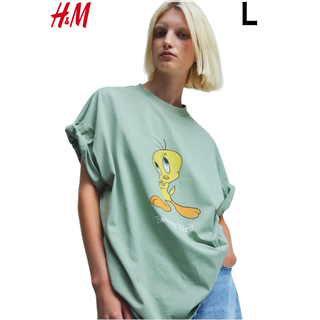 エイチアンドエム(H&M)の新品 H&M × トゥイーティー TWETY ビンテージ加工 Tシャツ L(Tシャツ(半袖/袖なし))