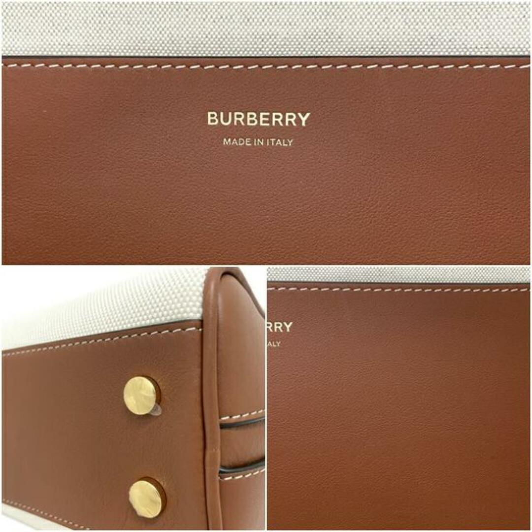 BURBERRY(バーバリー)のバーバリー トートバッグ ミディアム キャンバス ハーフ キューブバッグ ベージュ ブラウン 鍵 クロシェット 80368541 未使用 美品 コットン レザー Sランク BURBERRY ミニボストン バッグ ロゴ 布地 ファスナー レディースのバッグ(トートバッグ)の商品写真