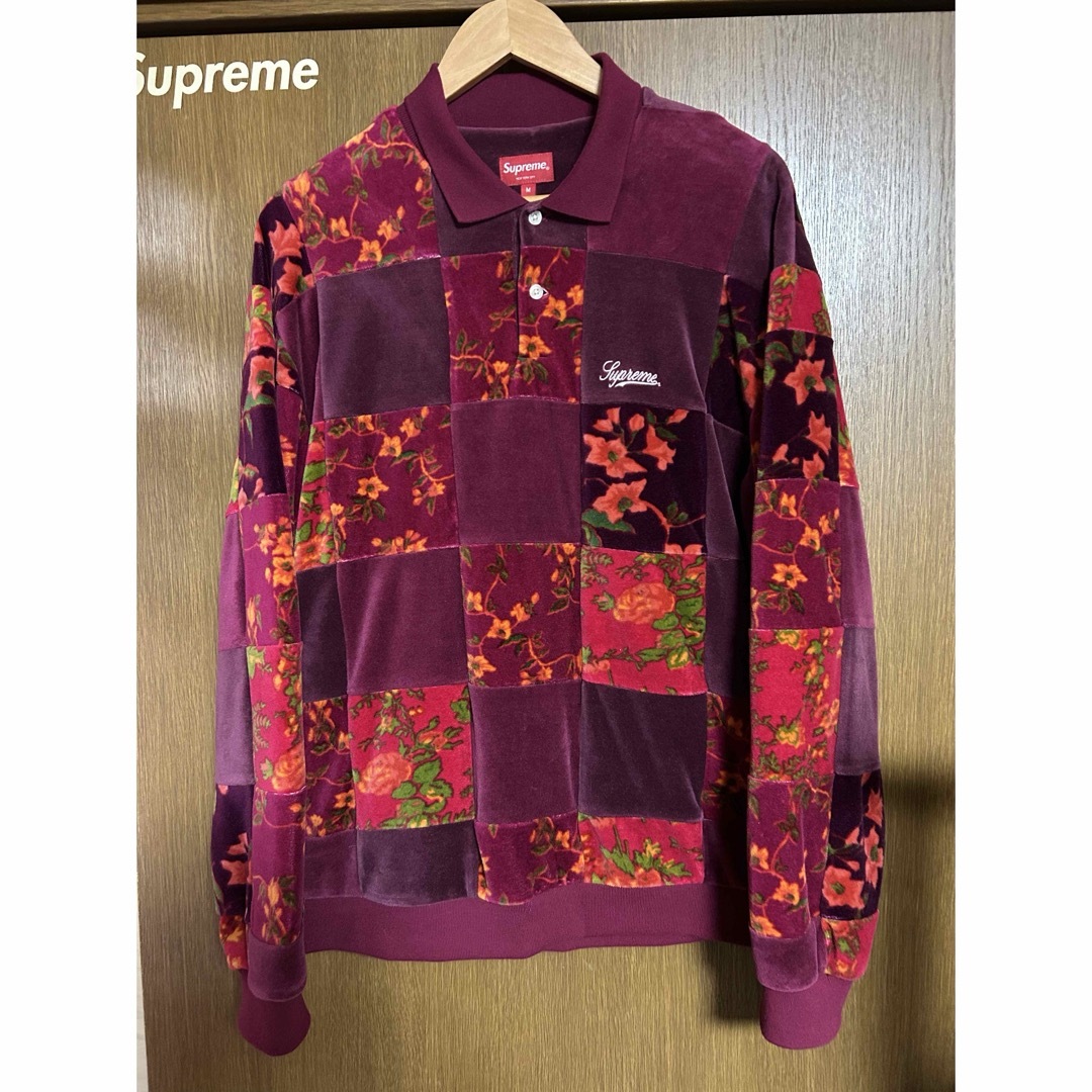 Supreme(シュプリーム)のSupremeFloral Patchwork Velour L/S PoloM メンズのトップス(ポロシャツ)の商品写真