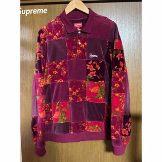 シュプリーム(Supreme)のSupremeFloral Patchwork Velour L/S PoloM(ポロシャツ)