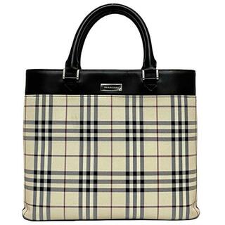 バーバリー(BURBERRY)のバーバリー トートバッグ ベージュ ブラウン ノバチェック 美品 キャンバス レザー 中古 BURBERRY 茶色 軽量 ヴィンテージ 定番 人気 外ポケット有 レディース メンズ コンパートメント ポケット豊富 ロゴ ロゴプレート(トートバッグ)