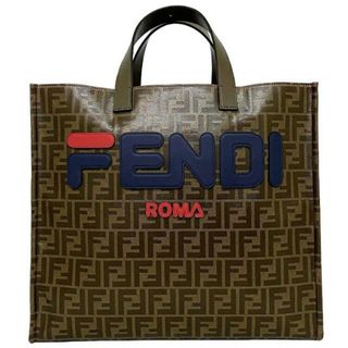 フェンディ(FENDI)のフェンディ トートバッグ ブラウン ベージュ ブルー ズッカ 8BH357 A5N6 F155V 美品 PVC レザー 中古 FENDI ロゴ FF 総柄 定番 人気 レディース トート バッグ 女性 大容量 旅行 鞄 ハンドバッグ(ハンドバッグ)