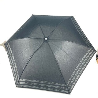 フェンディ(FENDI)のフェンディ FENDI ロゴ アンブレラ 折り畳み傘 傘 ナイロン ブラック 美品(傘)