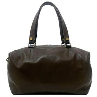 セリーヌ(celine)のセリーヌ ミニ ボストンバッグ ブラウン 美品 レザー 中古 CELINE トートバッグ シンプル ファスナー 定番 人気 レディース ボストンバッグ ミニボストン トート レザーバッグ 女性 鞄 茶色 ゴールド金具 無地 ワンポイント(トートバッグ)