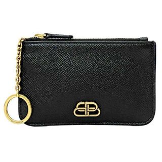 バレンシアガ(Balenciaga)のバレンシアガ ロゴメタル コインケース ブラック ゴールド 601488 美品 小銭入れ レザー 中古 BALENCIAGA BB キーリング ファスナー ロゴ シンプル キーホルダー 定番 人気 レディース レザーウォレット 女性(財布)