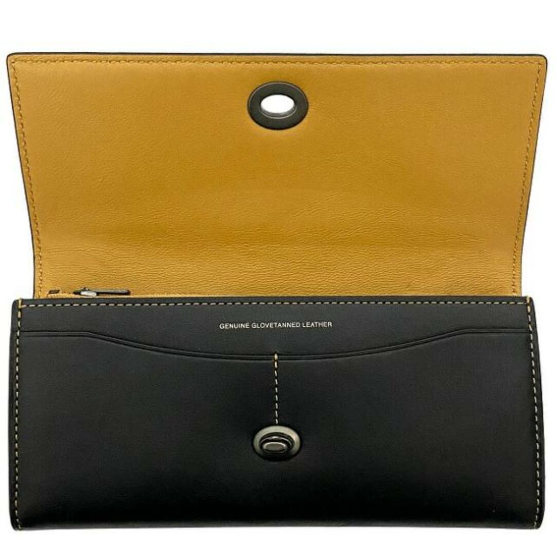 COACH(コーチ)のコーチ 二つ折り 長財布 ブラック 12134 未使用 美品 グラブタン レザー 中古 COACH 財布 フラップ シンプル 定番 人気 レディース レザーウォレット 女性 二つ折り長財布 革財布 本革 黒 ターンロック 無地 レディースのファッション小物(財布)の商品写真