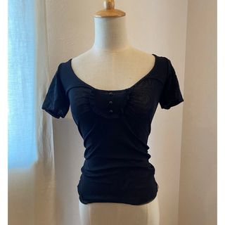 PAOLA FRANI - PF  PAOLA FRANI  チュールニット　Tシャツ　黒