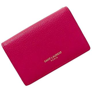 サンローラン(Saint Laurent)のサンローラン 三つ折り 財布 ピンク 459784 B680J 5619 美品 グレイン レザー 中古  SAINT LAURENT ミニ コンパクト ウォレット ロゴ シンプル ホック 定番 人気 女性 レディース 高級感 エレガンス(財布)