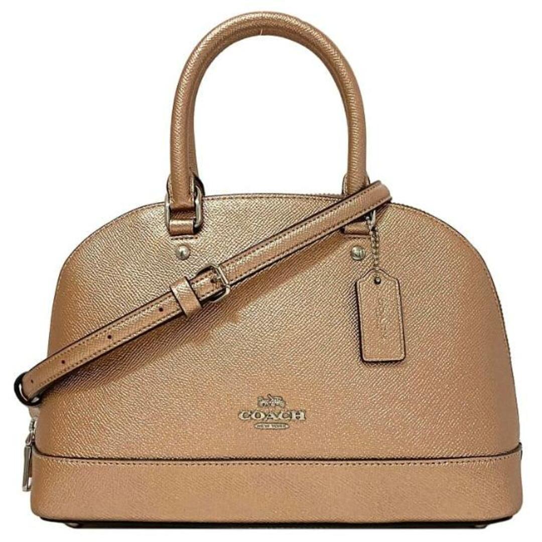 COACH(コーチ)のコーチ 2way バッグ ピンクゴールド メタリック F29170 ミニ シエラ サッチェル レザー 中古 COACH 美品 ハンドバッグ ショルダーバッグ グレインレザー ファスナー シンプル ワンポイント 定番 人気 女性 レディースのバッグ(ショルダーバッグ)の商品写真