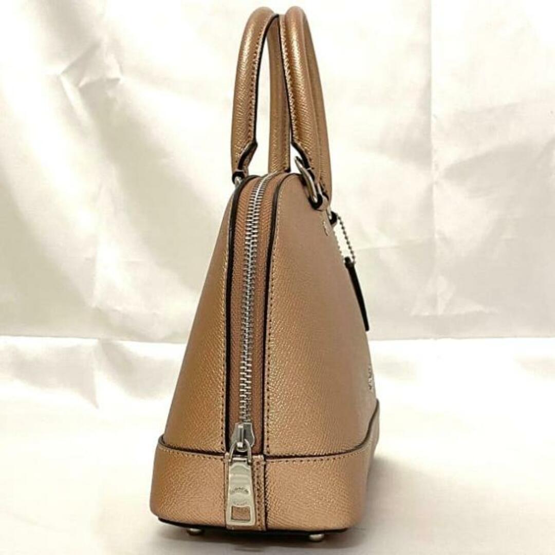 COACH(コーチ)のコーチ 2way バッグ ピンクゴールド メタリック F29170 ミニ シエラ サッチェル レザー 中古 COACH 美品 ハンドバッグ ショルダーバッグ グレインレザー ファスナー シンプル ワンポイント 定番 人気 女性 レディースのバッグ(ショルダーバッグ)の商品写真