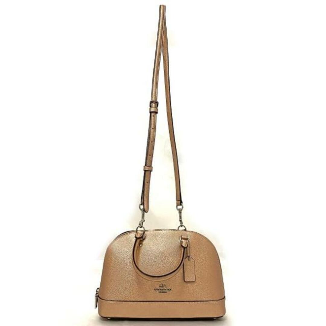 COACH(コーチ)のコーチ 2way バッグ ピンクゴールド メタリック F29170 ミニ シエラ サッチェル レザー 中古 COACH 美品 ハンドバッグ ショルダーバッグ グレインレザー ファスナー シンプル ワンポイント 定番 人気 女性 レディースのバッグ(ショルダーバッグ)の商品写真