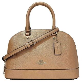 コーチ(COACH)のコーチ 2way バッグ ピンクゴールド メタリック F29170 ミニ シエラ サッチェル レザー 中古 COACH 美品 ハンドバッグ ショルダーバッグ グレインレザー ファスナー シンプル ワンポイント 定番 人気 女性(ショルダーバッグ)