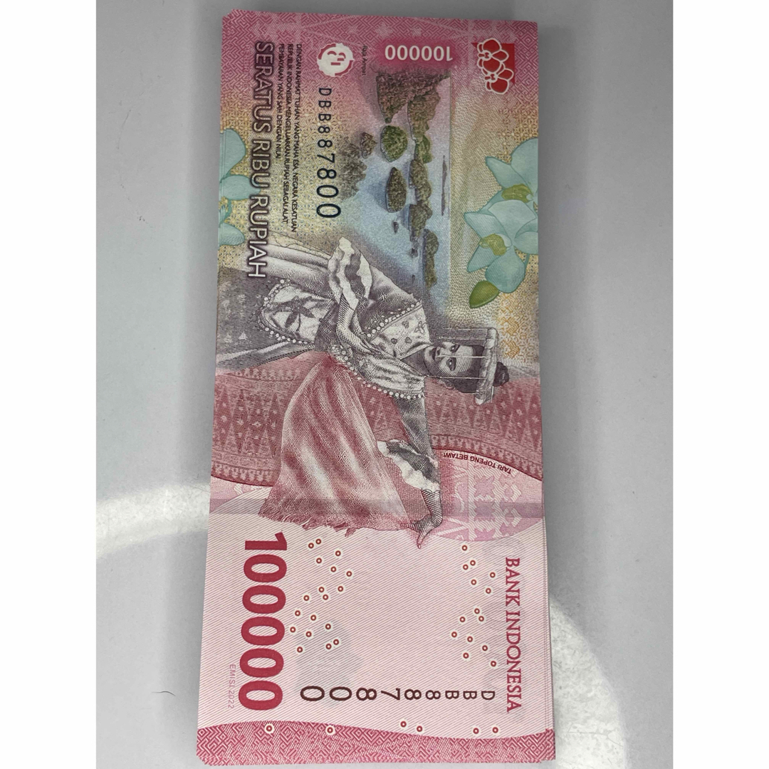 100万インドネシアルピア Rp100,000 x10枚 中央銀行発行 新札連番 100万インドネシアルピア Rp100,000 x10枚 中央銀行発行 新札連番