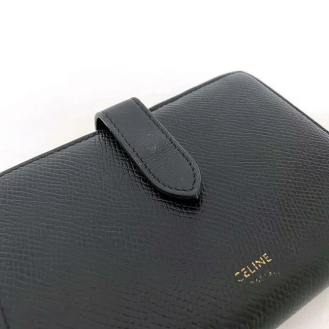 celine(セリーヌ)のセリーヌ 財布 ミディアム ストラップ ウォレット ブラック 10B64 3BFP 38NO 二つ折り レザー 中古 CELINE 黒 折り財布 シンプル 小銭入れ 定番 人気 レディース 女性 コンパクト ポケット豊富 レディースのファッション小物(財布)の商品写真