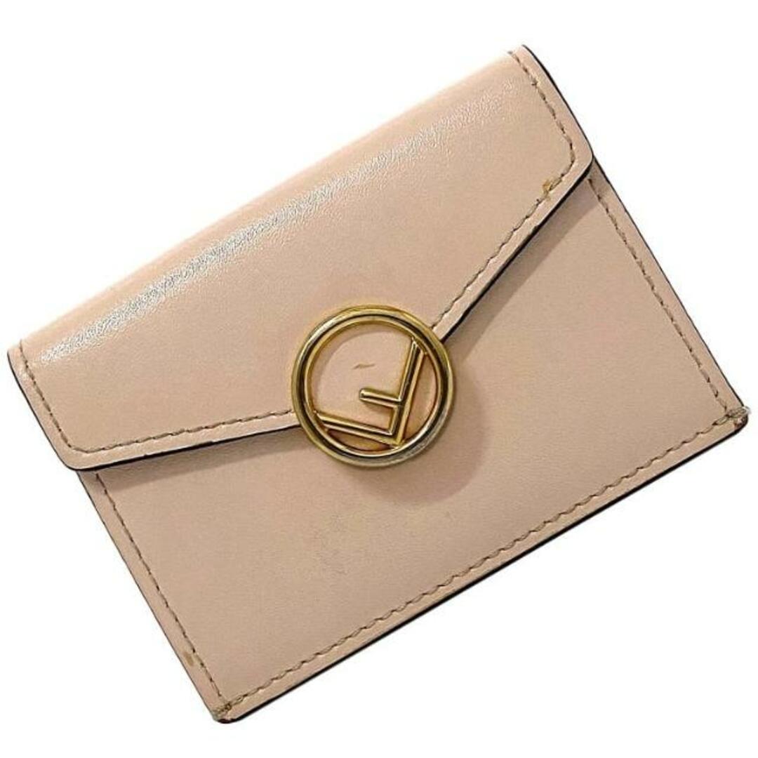 FENDI - フェンディ 三つ折り 財布 ピンク ベージュ ゴールド FENDI - フェンディ 三つ折り 財布 ピンク ベージュ ゴールド