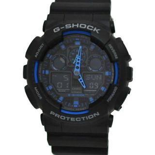 カシオ(CASIO)のカシオ 腕時計 Ｇ-Shock ブラック ブルー GA-100-1A2DR 時計 メンズ ラバー SS 中古 クオーツ CASIO 海外モデル クロノ デジアナ 電池式 定番 人気 男性 お洒落 上品 カジュアル 普段使い ジーショック(腕時計(デジタル))