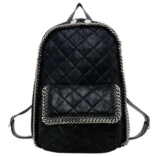 ステラマッカートニー(Stella McCartney)のステラマッカートニー バックパック ブラック シルバー ファラベラ 美品 キルティング チェーン ポリエステル レザー メタル 中古 STELLA McCARTNEY リュック 旅行 上品 定番 人気 女性 レディース 通勤 通学(リュック/バックパック)