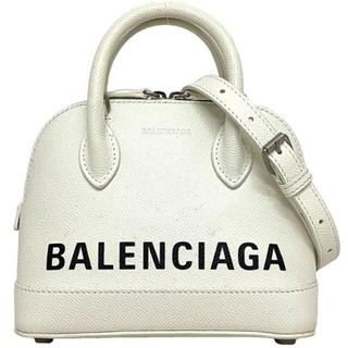 バレンシアガ(Balenciaga)のバレンシアガ 2way バッグ ヴィル スモール トップハンドル XXS ホワイト ブラック エブリデイ 550646 美品 ショルダー ハンドバッグ レザー 中古 BALENCIAGA シンプル ロゴ プリント 白 黒 定番 人気(ハンドバッグ)