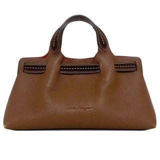 Ferragamo - サルヴァトーレ フェラガモ ハンドバッグ ブラウン AF-21 4920 美品  レザー 中古 Salvatore Ferragamo 軽い ミニ シンプル 本革 定番 人気 女性 レディース 通勤 通学 無地 茶色 ロゴ ワンポイント