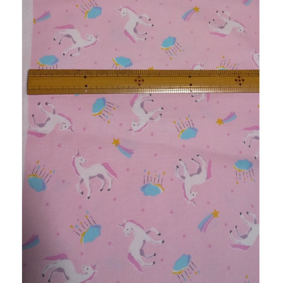 生地 オックス  ユニコーン  ピンク  1メートル ハンドメイドの素材/材料(生地/糸)の商品写真