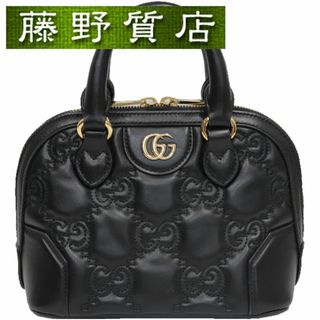 グッチ(Gucci)の（美品）グッチ GUCCI GGマトラッセレザー ハンドバッグ 3Way 斜め掛け 727793 黒 ブラック ゴールド金具 8275(ハンドバッグ)