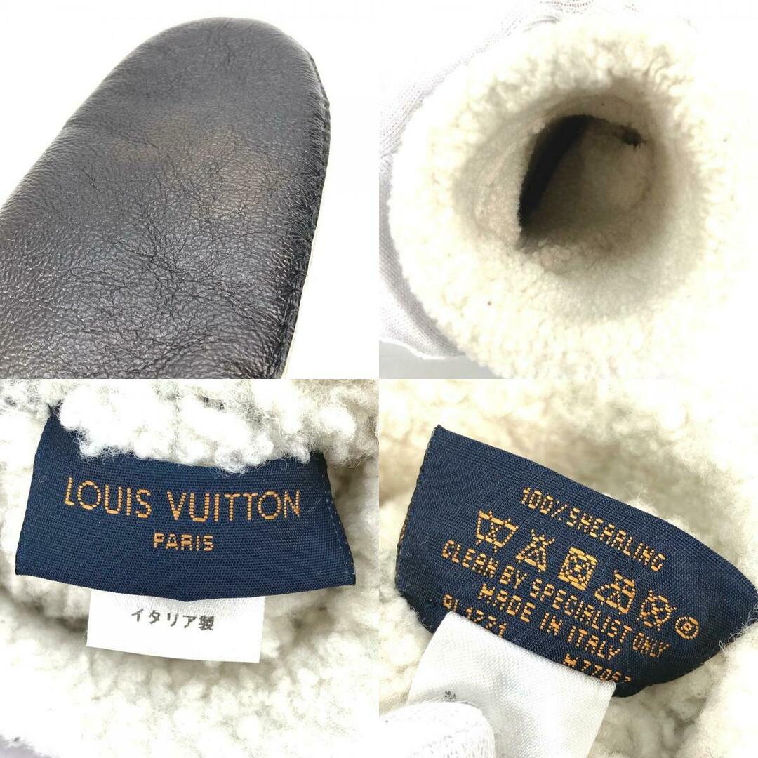 LOUIS VUITTON(ルイヴィトン)のルイヴィトン LOUIS VUITTON マフシャーリング シグネイチャー M77052 バイカラー グローブ 手袋 シープスキン ブラック レディースのファッション小物(手袋)の商品写真