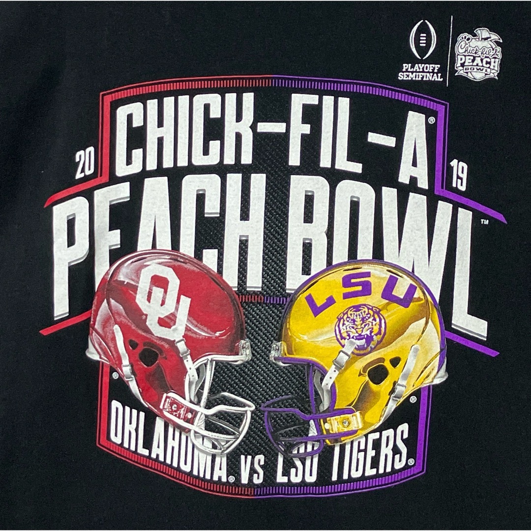 US古着2XLsize Fanatics PEACHBOWL ブラックTシャツ メンズのトップス(Tシャツ/カットソー(半袖/袖なし))の商品写真