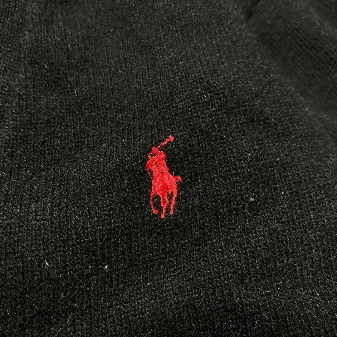 POLO ポロラルフローレン ブラック ラムウールカーディガン 古着ニット メンズのトップス(カーディガン)の商品写真