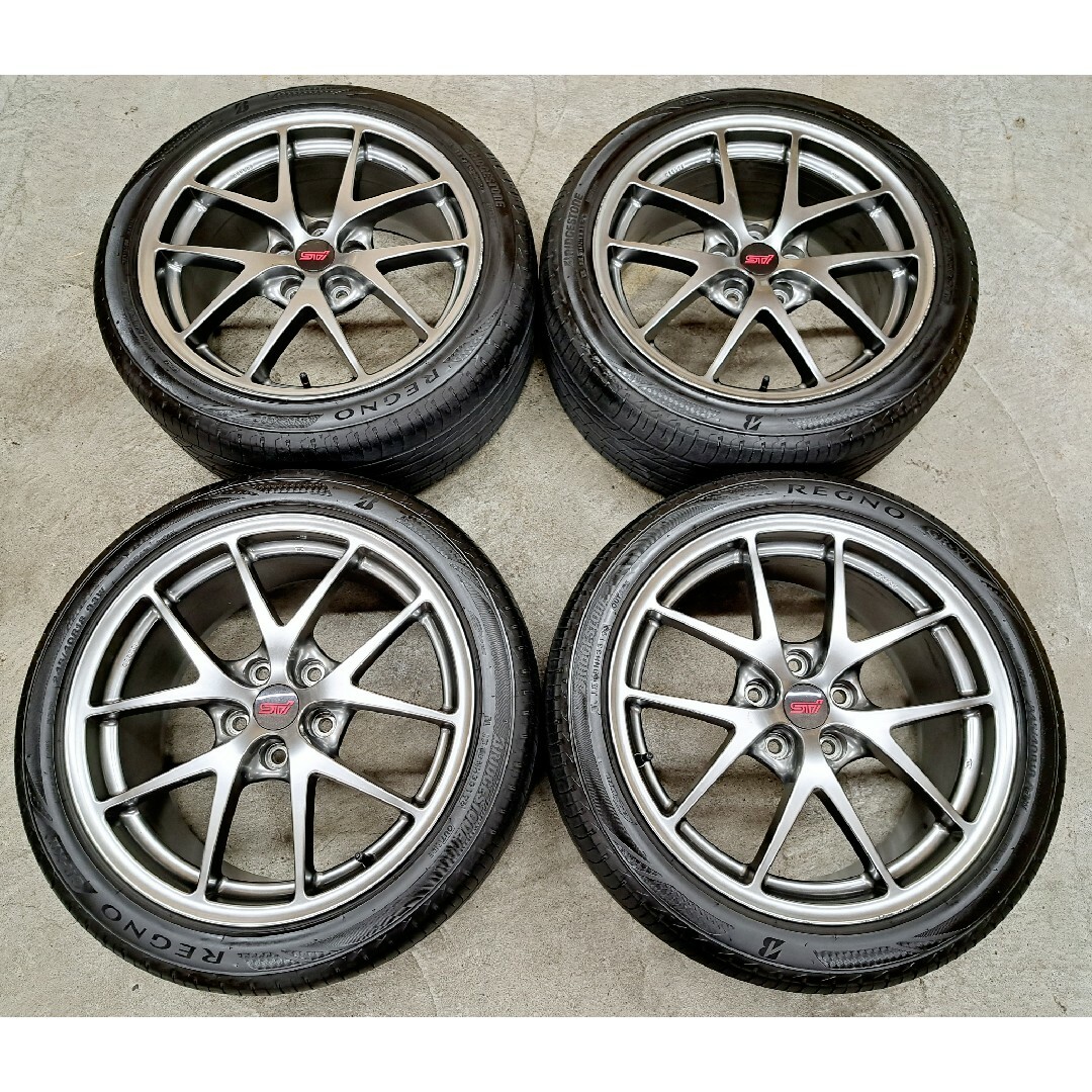 BBS(ビービーエス)のスバル WRX STI 純正 BBS ホイールタイヤ 4本 8.5J  鍛造 自動車/バイクの自動車(タイヤ・ホイールセット)の商品写真