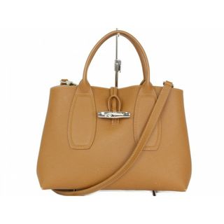 ロンシャン(LONGCHAMP)の【布袋あり】LONGCHAMP　ロンシャン　ロゾMトップハンドルバッグ　10058HPN016　ショルダーバッグ　ナチュラル　ブラウン　シンプル　レディース　ギフト　プレゼント包装可【中古】松前R56号店(メッセンジャーバッグ)