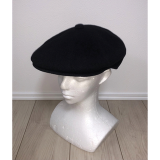 カンゴール(KANGOL)のL 美品 KANGOL ハンチングキャップ ブラック 黒 カンゴール ベレー帽(ハンチング/ベレー帽)