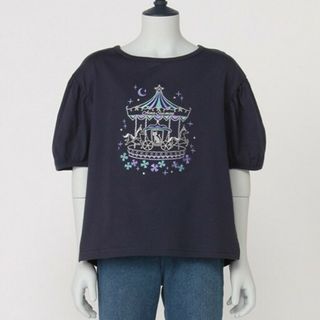 アナスイミニ(ANNA SUI mini)のANNA SUI mini メリーゴーランド刺繍 紺色 カットソー 130cm(Tシャツ/カットソー)