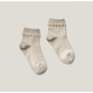 ソーアプルーム(SOOR PLOOM)のsoor ploom☆Sock, Scallop Trim-ALMOND☆4y(靴下/タイツ)