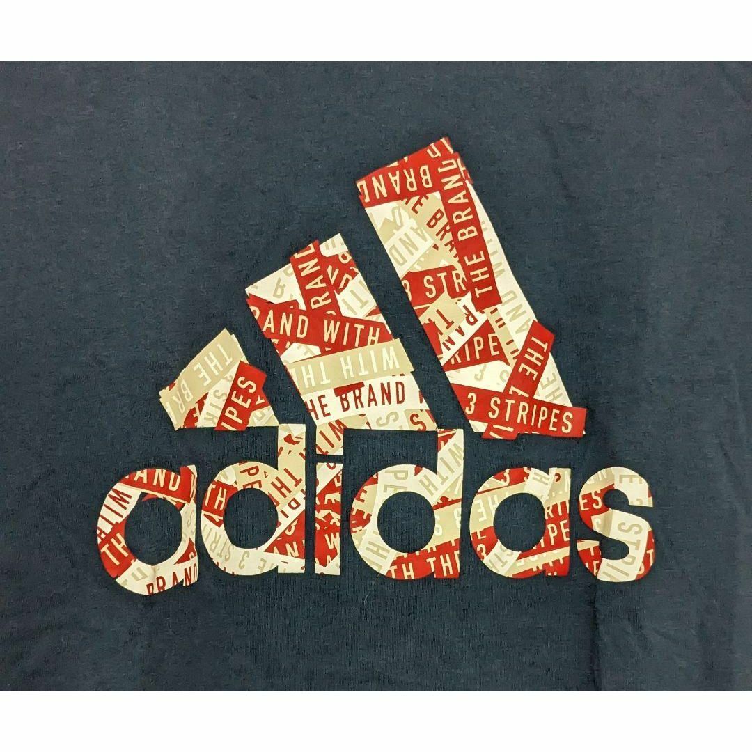 adidas(アディダス)のアディダス　adidas 中古品　古着　Tシャツ　ネイビー系　メンズ　2XL メンズのトップス(Tシャツ/カットソー(半袖/袖なし))の商品写真