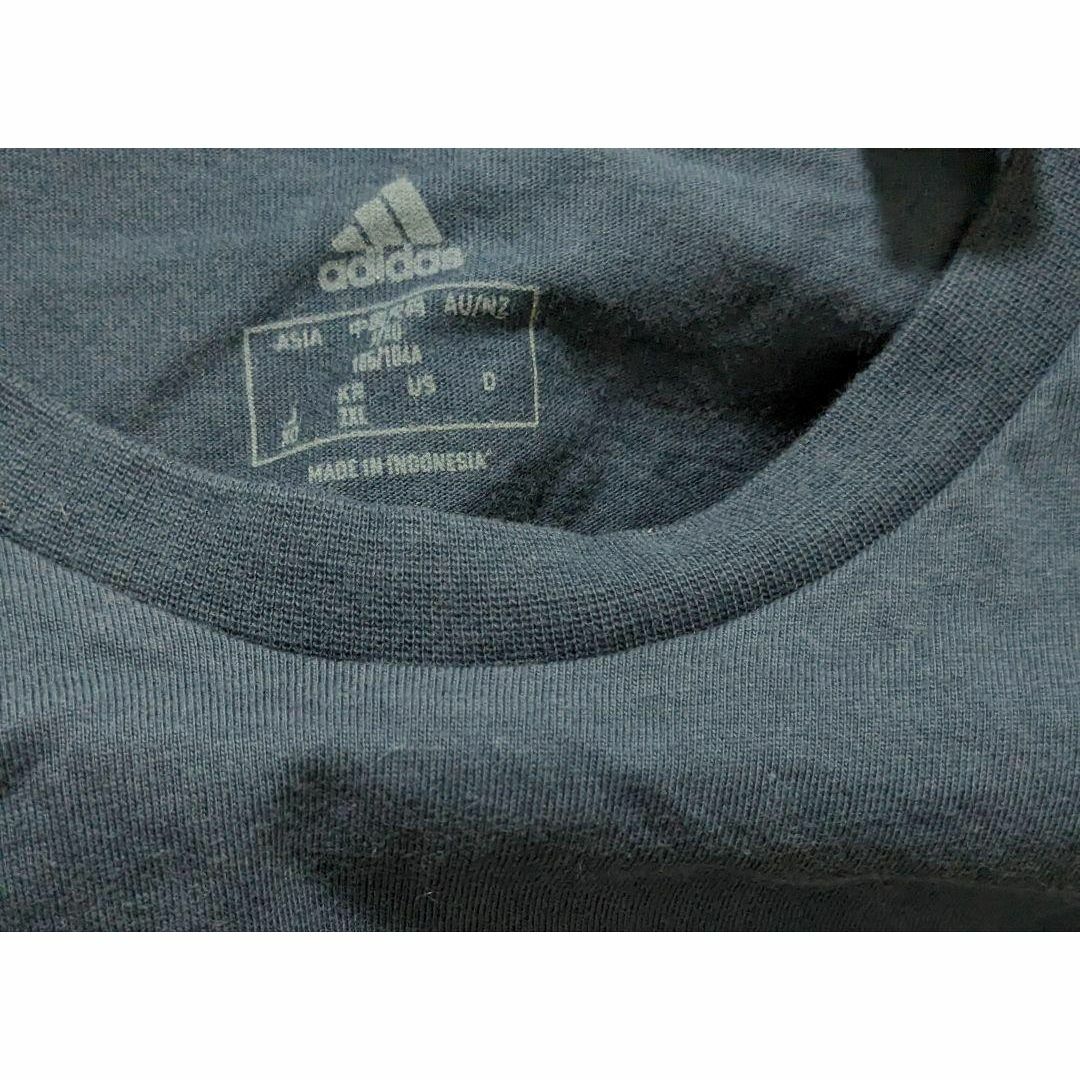 adidas(アディダス)のアディダス　adidas 中古品　古着　Tシャツ　ネイビー系　メンズ　2XL メンズのトップス(Tシャツ/カットソー(半袖/袖なし))の商品写真