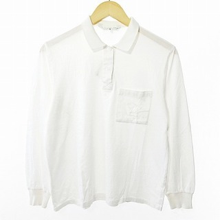 クリスチャンディオール(Christian Dior)のクリスチャンディオール ヴィンテージ ポロシャツ 長袖 ロゴ刺繍 白 M(ポロシャツ)