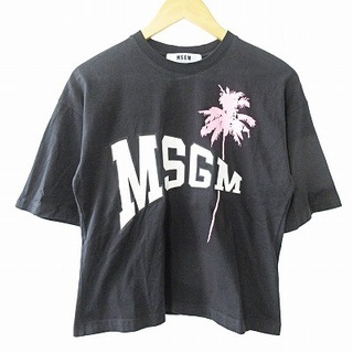 エムエスジイエム(MSGM)のMSGM 近年モデル Tシャツ カットソー ロゴ プリント 黒 XS(Tシャツ(半袖/袖なし))