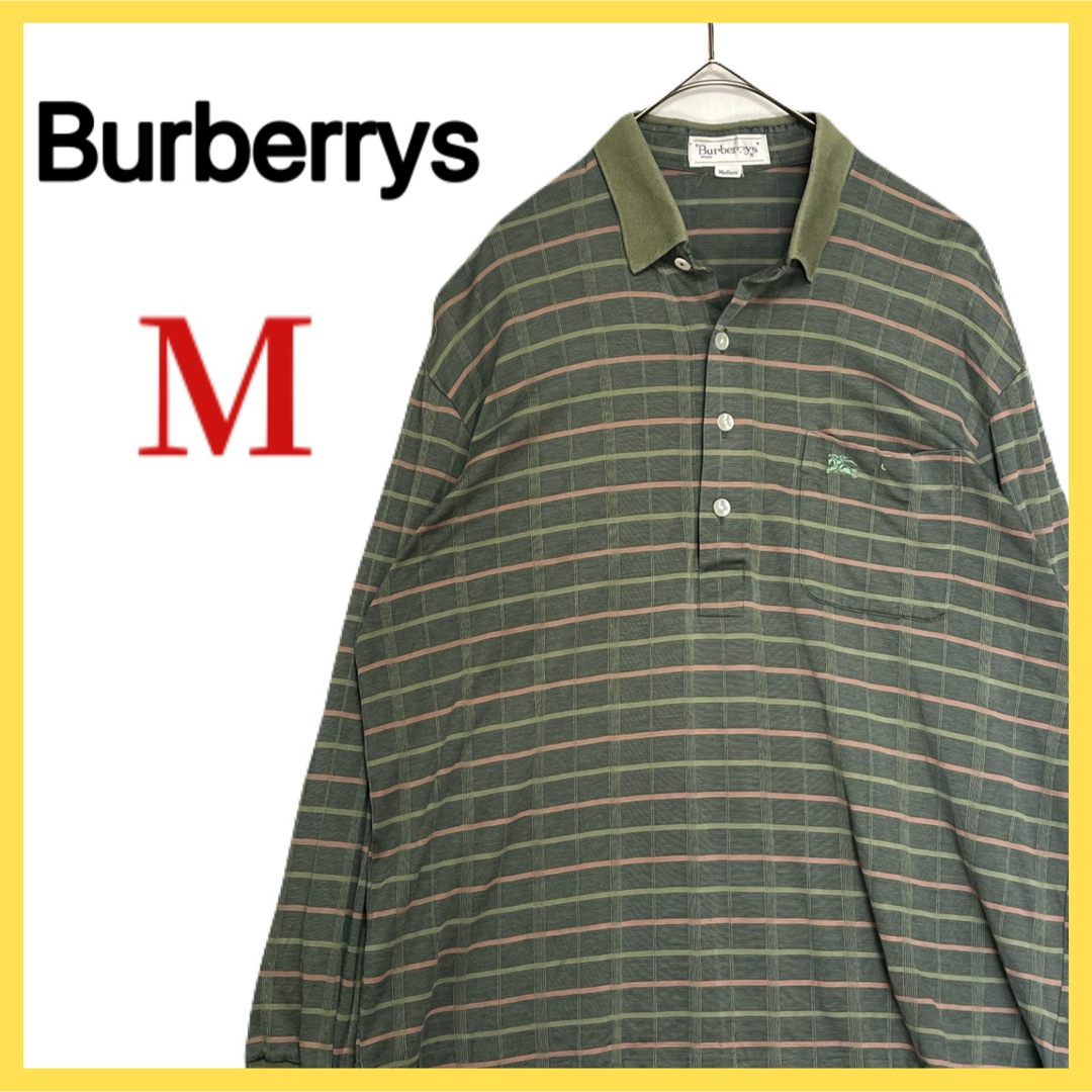 BURBERRY(バーバリー)の【希少】 BURBBERYS 90S 刺繍ロゴ 長袖ポロシャツ Mサイズ メンズのトップス(ポロシャツ)の商品写真